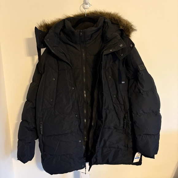Andrew Marc New York Gattaca Black Parka Puffer Coat With Detachable Hood XL NWT - Picture 2 of 15